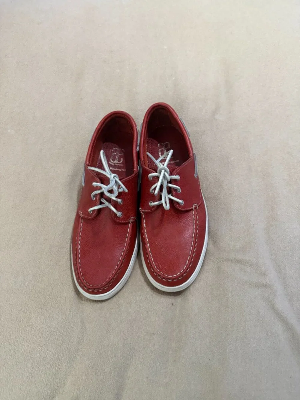 MENS RED ALLEN EDMONDS DECK SHOES SIZE 12 GREAT CONDITION